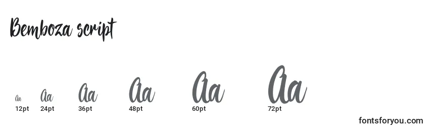Размеры шрифта Bemboza script