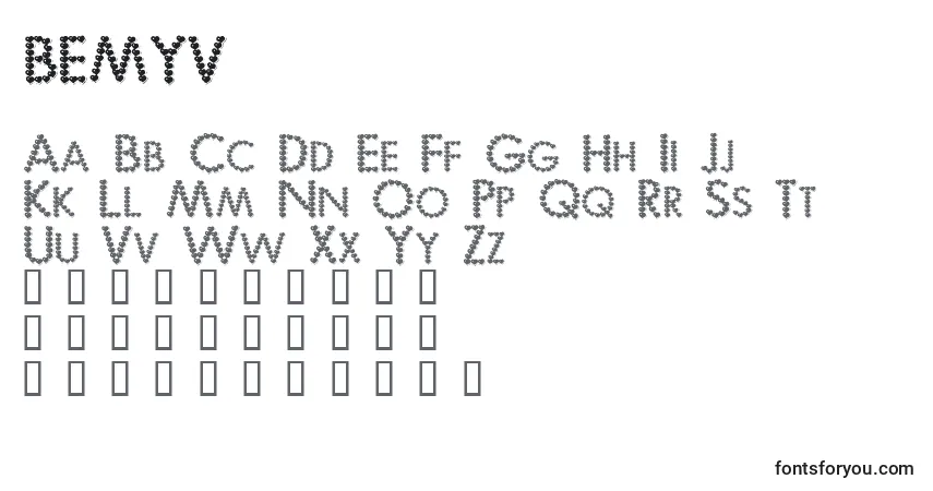 A fonte BEMYV    (121073) – alfabeto, números, caracteres especiais