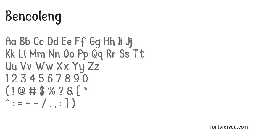 Schriftart Bencoleng – Alphabet, Zahlen, spezielle Symbole