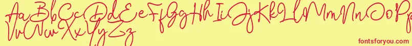 Bendina Sambat DAFONT Font – Red Fonts on Yellow Background