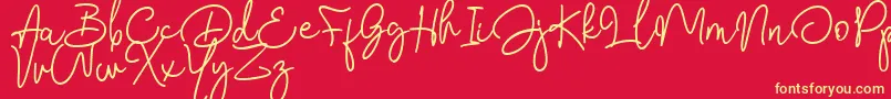 Bendina Sambat DAFONT Font – Yellow Fonts on Red Background
