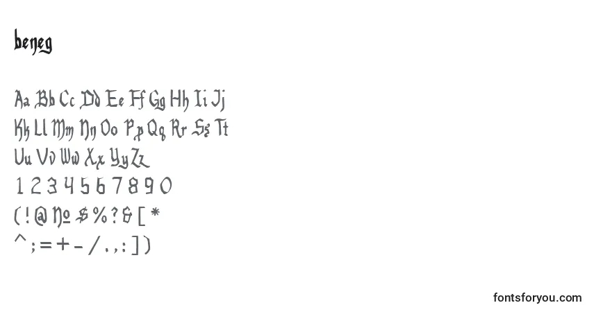 Czcionka Beneg    (121078) – alfabet, cyfry, specjalne znaki
