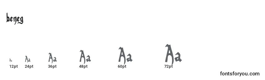 Размеры шрифта Beneg    (121078)