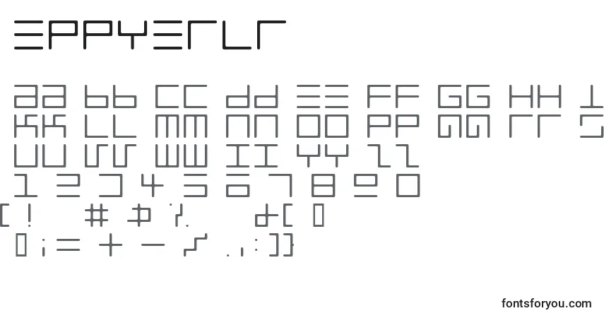 A fonte Eppyerlr – alfabeto, números, caracteres especiais