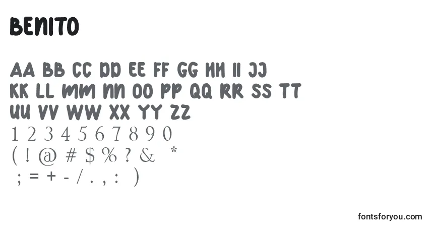 Fuente BENITO - alfabeto, números, caracteres especiales
