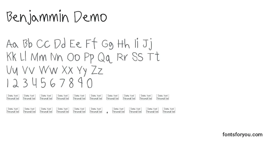 Czcionka Benjammin Demo – alfabet, cyfry, specjalne znaki