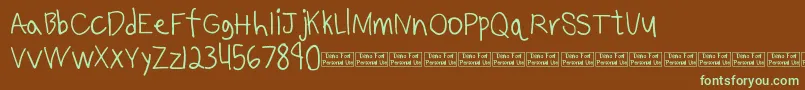 Benjammin Demo-fontti – vihreät fontit ruskealla taustalla