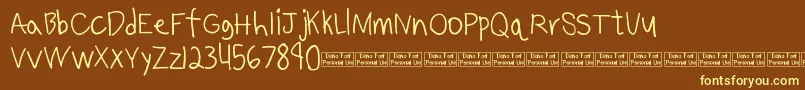 Benjammin Demo-fontti – keltaiset fontit ruskealla taustalla