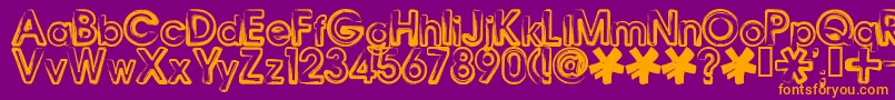 BENNB   -Schriftart – Orangefarbene Schriften auf violettem Hintergrund