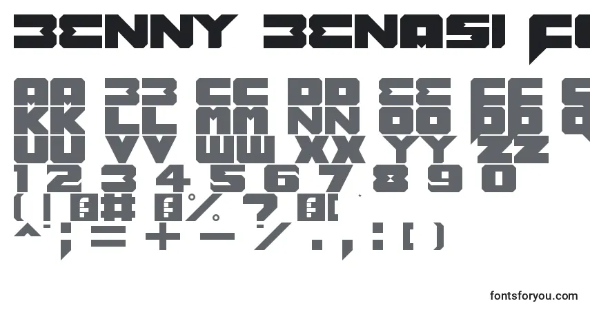 Schriftart Benny Benasi Font Remake – Alphabet, Zahlen, spezielle Symbole