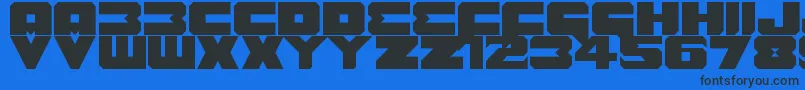 Benny Benasi Font Remake-Schriftart – Schwarze Schriften auf blauem Hintergrund