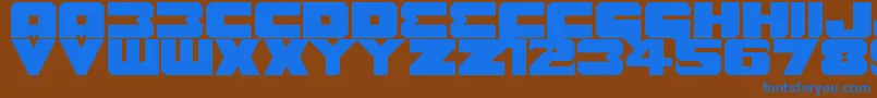 Czcionka Benny Benasi Font Remake – niebieskie czcionki na brązowym tle