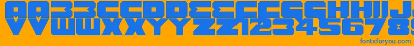 Czcionka Benny Benasi Font Remake – niebieskie czcionki na pomarańczowym tle