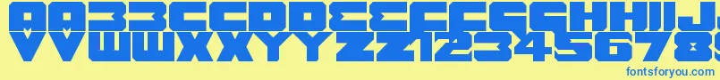 フォントBenny Benasi Font Remake – 青い文字が黄色の背景にあります。