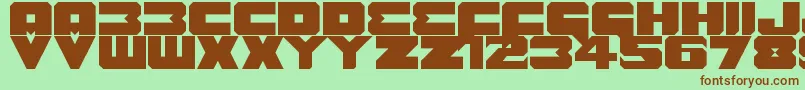 フォントBenny Benasi Font Remake – 緑の背景に茶色のフォント