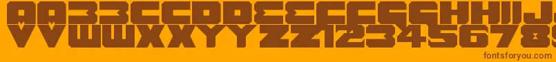 Benny Benasi Font Remake-Schriftart – Braune Schriften auf orangefarbenem Hintergrund