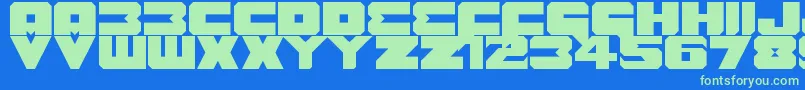 フォントBenny Benasi Font Remake – 青い背景に緑のフォント