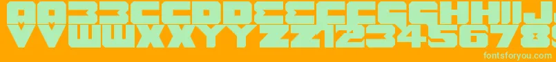 フォントBenny Benasi Font Remake – オレンジの背景に緑のフォント