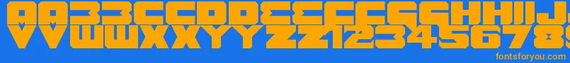 Czcionka Benny Benasi Font Remake – pomarańczowe czcionki na niebieskim tle