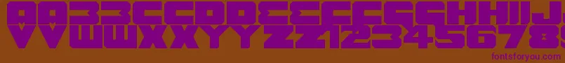 Czcionka Benny Benasi Font Remake – fioletowe czcionki na brązowym tle
