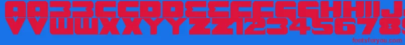 Czcionka Benny Benasi Font Remake – czerwone czcionki na niebieskim tle