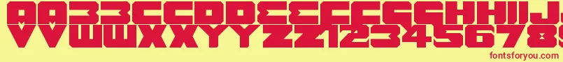 Czcionka Benny Benasi Font Remake – czerwone czcionki na żółtym tle