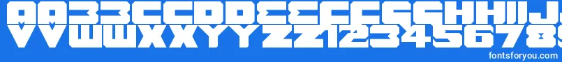 Czcionka Benny Benasi Font Remake – białe czcionki na niebieskim tle