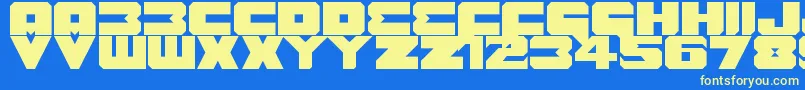 Benny Benasi Font Remake-Schriftart – Gelbe Schriften auf blauem Hintergrund