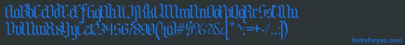 Fonte BenschGothic – fontes azuis em um fundo preto