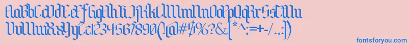 BenschGothic-Schriftart – Blaue Schriften auf rosa Hintergrund