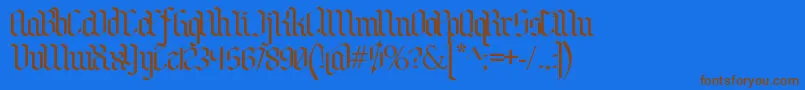フォントBenschGothic – 茶色の文字が青い背景にあります。