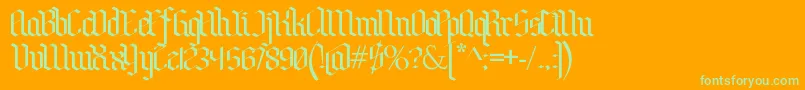 BenschGothic-Schriftart – Grüne Schriften auf orangefarbenem Hintergrund