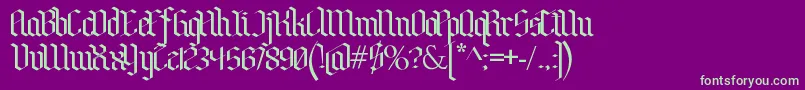 BenschGothic-Schriftart – Grüne Schriften auf violettem Hintergrund