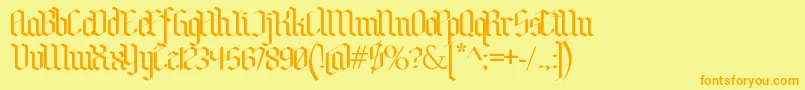 フォントBenschGothic – オレンジの文字が黄色の背景にあります。