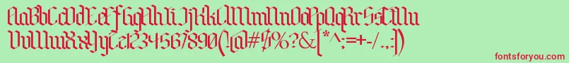 BenschGothic-fontti – punaiset fontit vihreällä taustalla