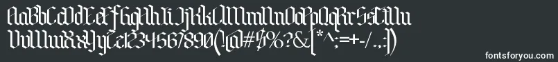 BenschGothic-fontti – valkoiset fontit mustalla taustalla