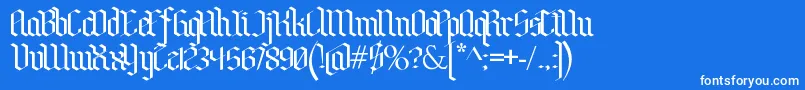 BenschGothic-Schriftart – Weiße Schriften auf blauem Hintergrund