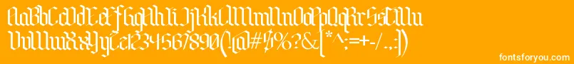 BenschGothic-Schriftart – Weiße Schriften auf orangefarbenem Hintergrund