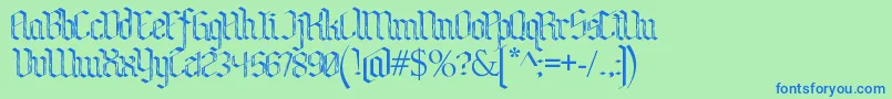 BenschGothicFlames Font – Blue Fonts on Green Background