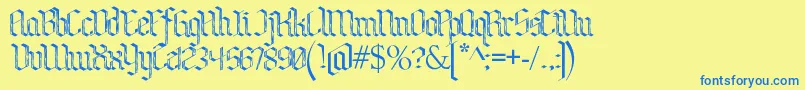 BenschGothicFlames Font – Blue Fonts on Yellow Background