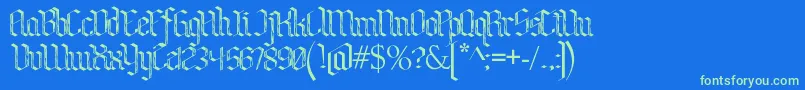 BenschGothicFlames Font – Green Fonts on Blue Background