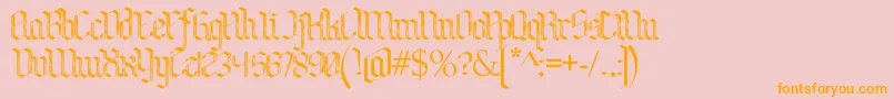 BenschGothicFlames-Schriftart – Orangefarbene Schriften auf rosa Hintergrund