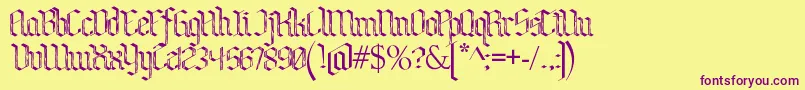 BenschGothicFlames Font – Purple Fonts on Yellow Background