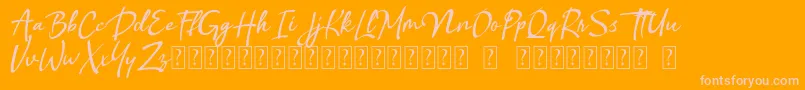 Benthol-Schriftart – Rosa Schriften auf orangefarbenem Hintergrund