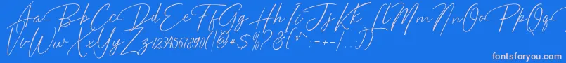 Bentosa-Schriftart – Rosa Schriften auf blauem Hintergrund