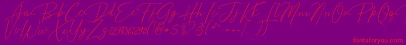 Bentosa-Schriftart – Rote Schriften auf violettem Hintergrund