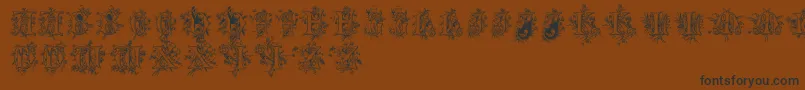 Cherubimcaps-Schriftart – Schwarze Schriften auf braunem Hintergrund