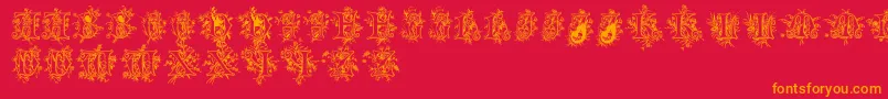 Cherubimcaps Font – Orange Fonts on Red Background