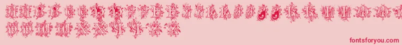 Fonte Cherubimcaps – fontes vermelhas em um fundo rosa