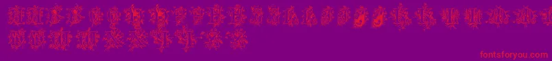 フォントCherubimcaps – 紫の背景に赤い文字